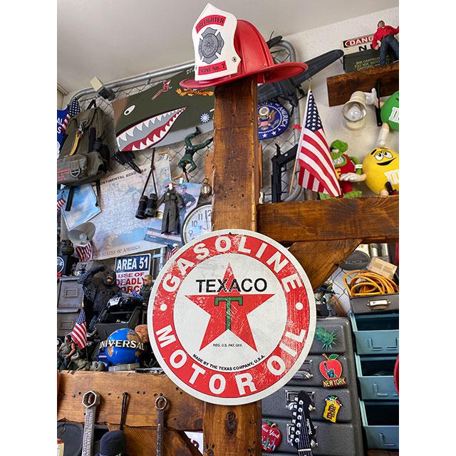 テキサコ　ラウンド型　ブリキ看板　（ヴィンテージスタイル）　■　アメリカン雑貨　アメリカ雑貨 |  | 05