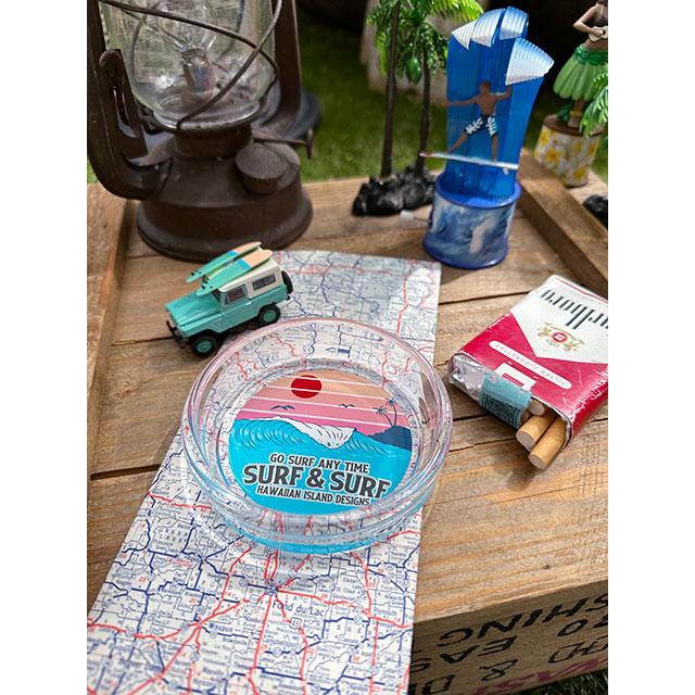 ハワイアン　ガラスアシュトレイ　（サーフ＆サーフ）　■ アメリカン雑貨 アメリカ雑貨 | 
