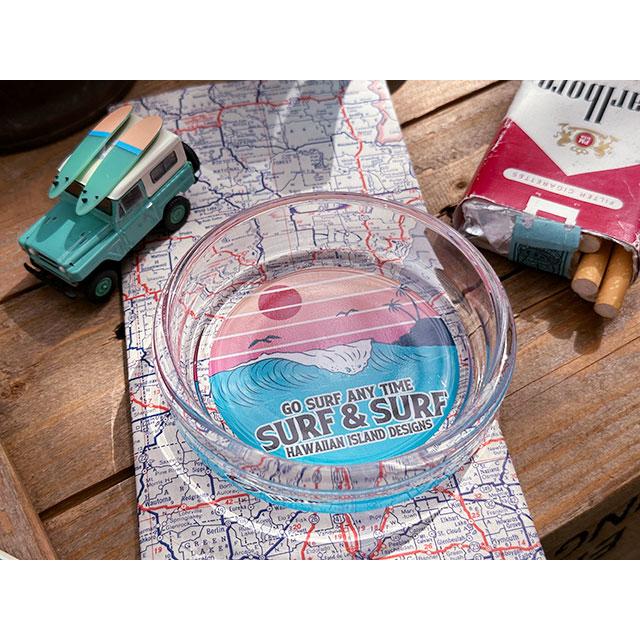ハワイアン　ガラスアシュトレイ　（サーフ＆サーフ）　■ アメリカン雑貨 アメリカ雑貨 |  | 01