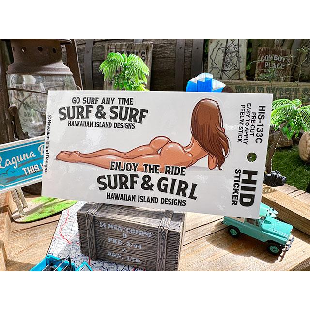 ハワイアン　アイランド　ステッカー　（サーフ＆サーフ　ピンナップガール）　■　アメリカン雑貨　アメリカ雑貨 爆買 | 