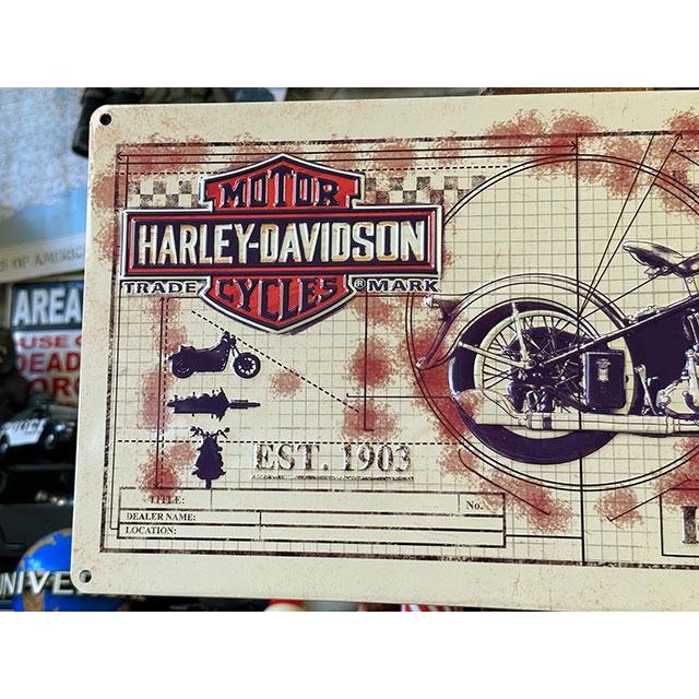 ハーレーダビッドソン　エンボスティンサイン　（ナックルヘッドプリント）　■　アメリカン雑貨　アメリカ雑貨 |  | 01