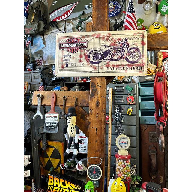 ハーレーダビッドソン　エンボスティンサイン　（ナックルヘッドプリント）　■　アメリカン雑貨　アメリカ雑貨 |  | 03