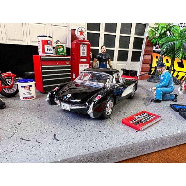 ミニカー 1957 シボレーコルベット ブラック 車 コレクション ギフト プレ 1957年シボレー コルベット ダイキャストミニカー 1/34スケール