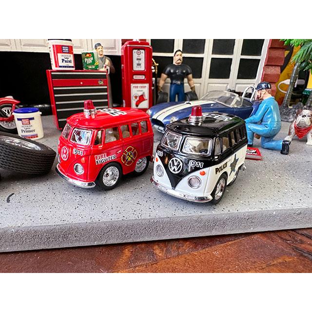 ファニーワーゲンバス　ダイキャストミニカー　（ポリスカーと消防車の2台セット）　■　アメリカン雑貨　アメリカ雑貨 | 