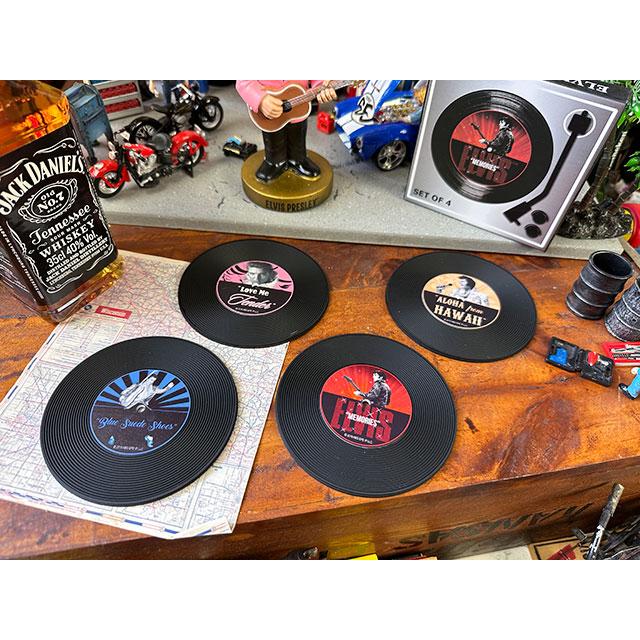 エルヴィス・プレスリー　レコードコースター　4Pセット ■ アメリカン雑貨 アメリカ雑貨 | 