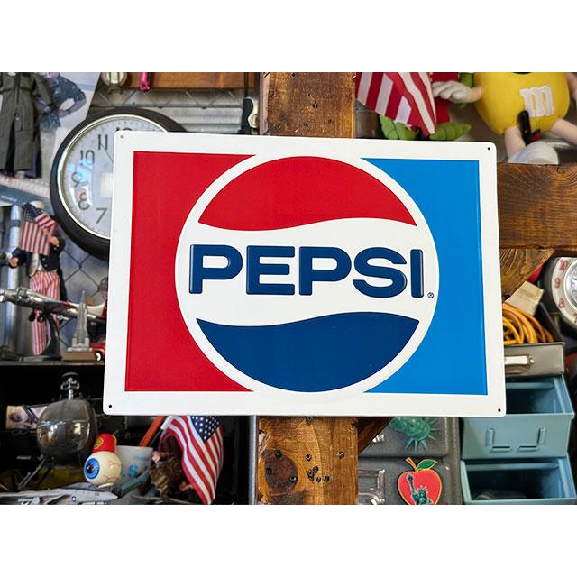 ペプシコーラ　エンボスティンサイン　（1970〜80年代ロゴ）　■　アメリカン雑貨　アメリカ雑貨 | 