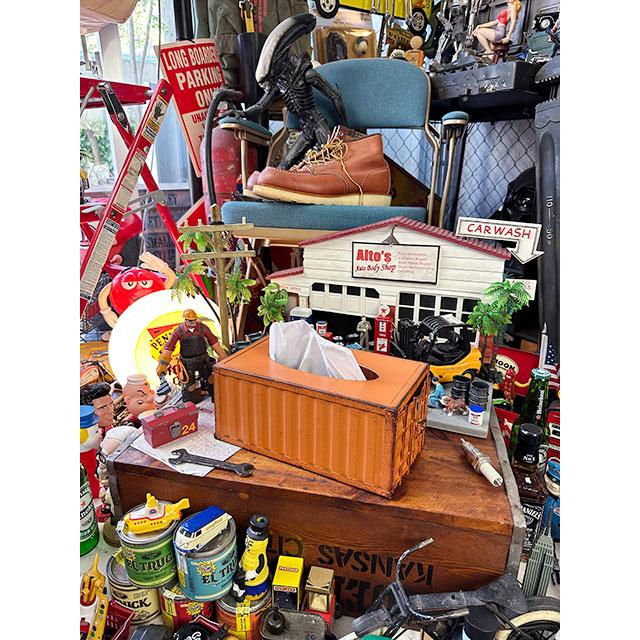 海上コンテナ ティッシュケース （オレンジ） □ アメリカン雑貨