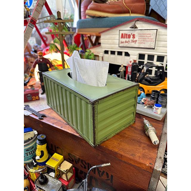 海上コンテナ　ティッシュケース　（グリーン）　■　アメリカン雑貨　アメリカ雑貨　ティッシュボックス　ティッシュカバー |  | 04