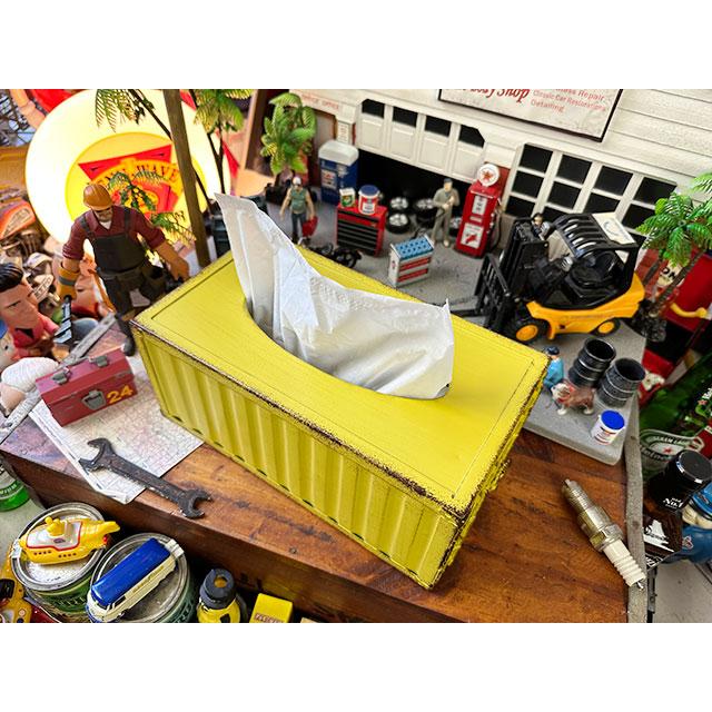 ⭐︎レア⭐︎イエローコンテナティッシュボックス 海上コンテナ ティッシュケース （イエロー） □ アメリカン雑貨