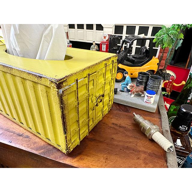 海上コンテナ ティッシュケース （イエロー） □ アメリカン雑貨