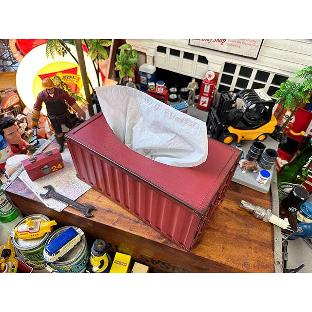 海上コンテナ ティッシュケース （レッド） □ アメリカン雑貨