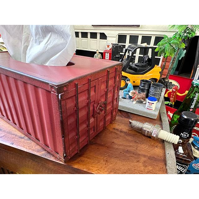 海上コンテナ ティッシュケース （レッド） □ アメリカン雑貨