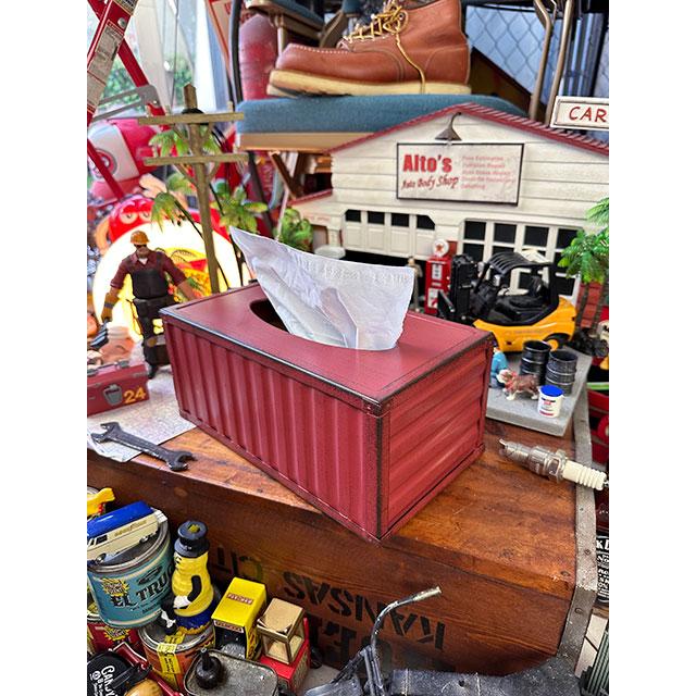 海上コンテナ ティッシュケース （レッド） □ アメリカン雑貨