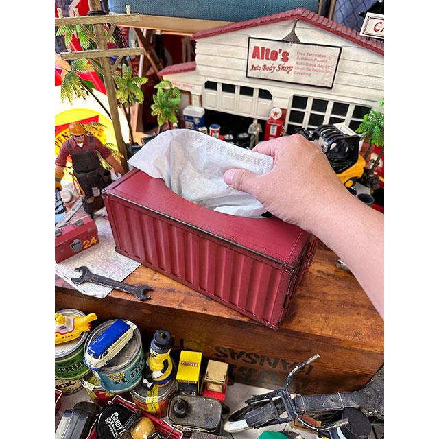 海上コンテナ ティッシュケース （レッド） □ アメリカン雑貨