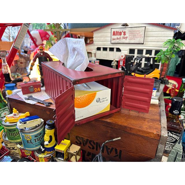 海上コンテナ ティッシュケース （レッド） □ アメリカン雑貨