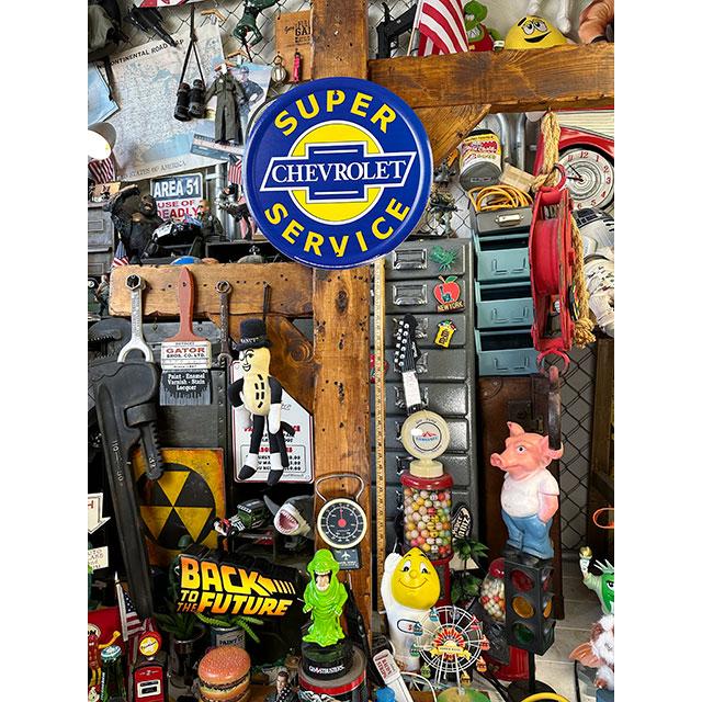 シボレー　スーパーサービス　ラウンド型ブリキ看板 ■ アメリカン雑貨 アメリカ雑貨 |  | 01