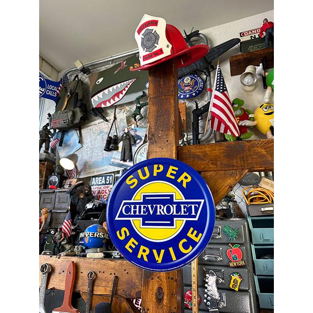 シボレー　スーパーサービス　ラウンド型ブリキ看板 ■ アメリカン雑貨 アメリカ雑貨 |  | 04