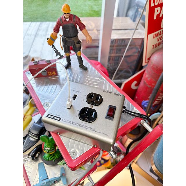 インダストリアル スチールタップ USB （2個口+USB/シルバー） OA