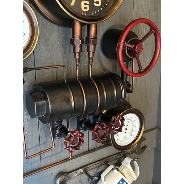 スチームパンク　ウォールクロック　（タンク＆バルブ）　壁掛け時計/温度計/湿度計 |  | 04