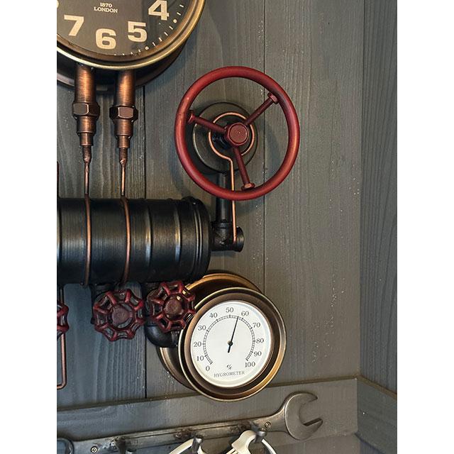 スチームパンク　ウォールクロック　（タンク＆バルブ）　壁掛け時計/温度計/湿度計 |  | 06