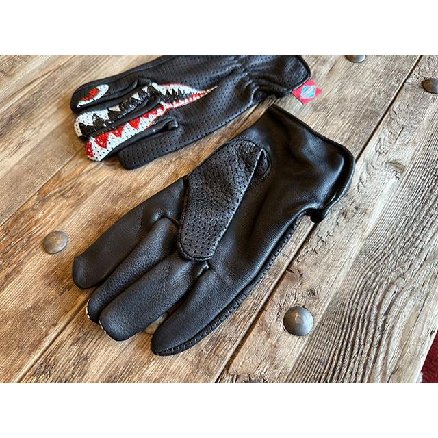 シャークヘッド 夏用レザーメッシュグローブ（ブラック） 革製 ディア