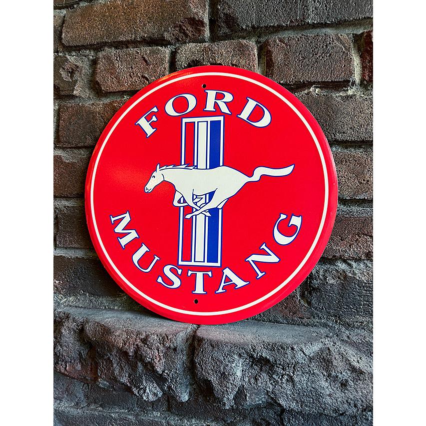 マスタング　ロゴ　ラウンド　ブリキ看板　■ アメリカ雑貨 アメリカン雑貨 爆買 | 