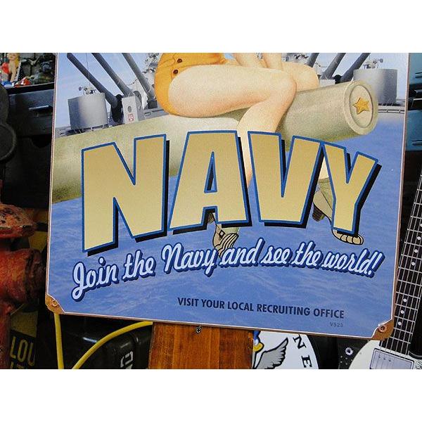 ★稀少な絶盤品★ U.S.ヘヴィースチールサイン U.S.ネイビー join the Navy and see the world アメリカ雑貨 アメリカン雑貨 | アメリカン レトロ | 02