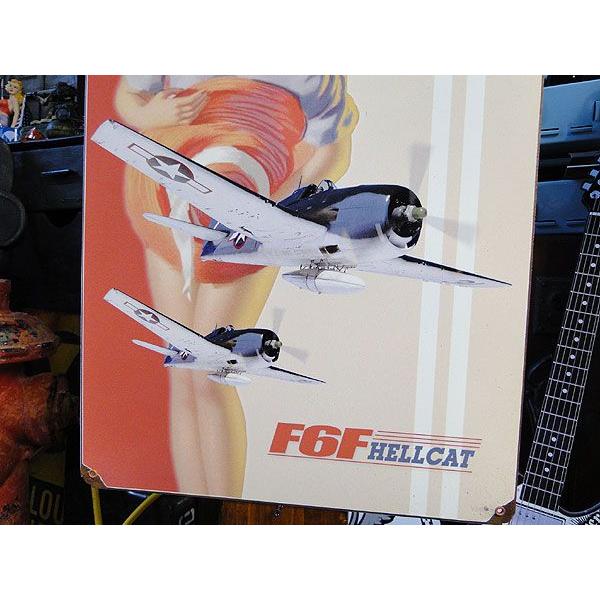 ピンナップガール＆戦闘機　U.S.ヘヴィースチールサイン（F6F ヘルキャット） アメリカ雑貨 アメリカン雑貨｜candytower｜03