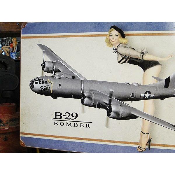 ピンナップガール＆戦闘機　U.S.ヘヴィースチールサイン　（B-29　ボンバー）　アメリカ雑貨　アメリカン雑貨｜candytower｜02