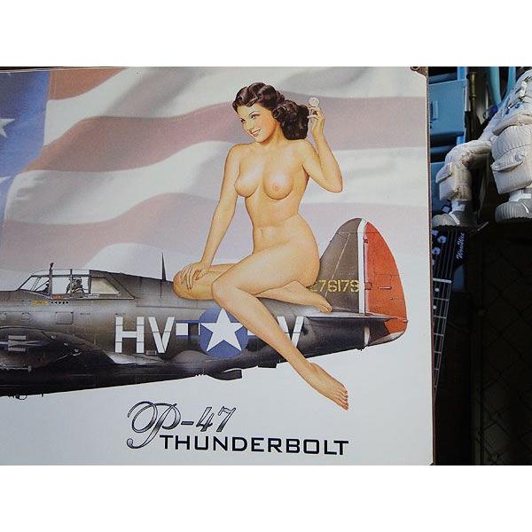 ピンナップガール＆戦闘機　U.S.ヘヴィースチールサイン　（P-47　サンダーボルト）　アメリカ雑貨　アメリカン雑貨 | アメリカン レトロ | 02