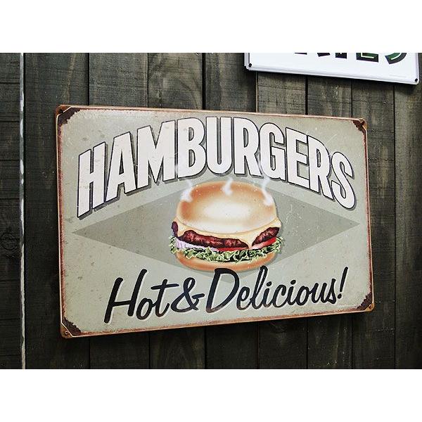 ハンバーガーショップシリーズ　U.S.ヘヴィースチールサイン　（ハンバーガー/Lサイズ/クラシックデザイン）　アメリカン雑貨｜candytower