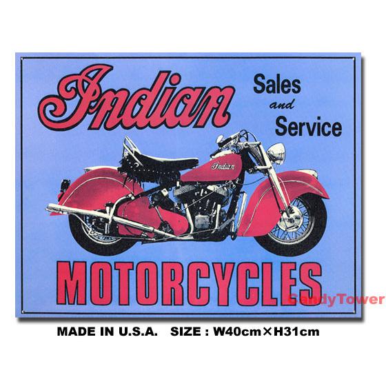 アメリカンブリキ看板 インディアン -SALES & SERVICE- アメリカ雑貨 アメリカン雑貨 サインプレート | INDIAN