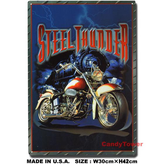 アメリカンブリキ看板 STEEL THUNDER アメリカ雑貨 アメリカン雑貨 サインプレート ティンサインボード インテリア 壁飾り おしゃれ | アメリカン レトロ