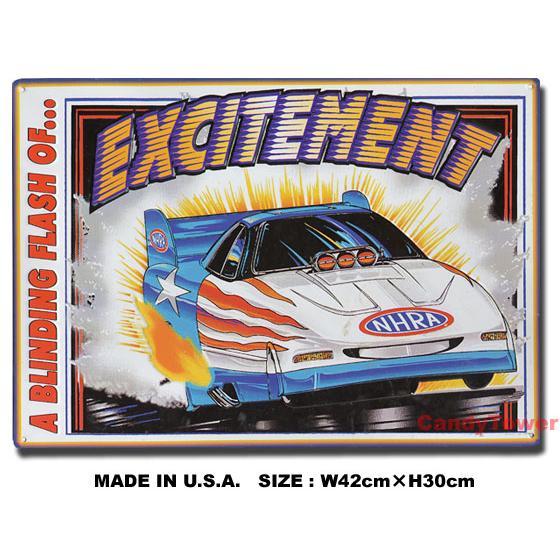 アメリカン レトロ アメリカンブリキ看板 NHRA -EXCITEMENT- アメリカ