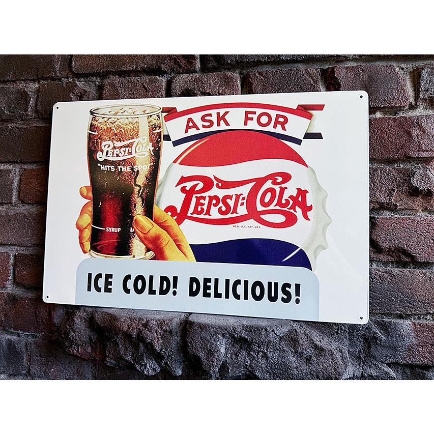 ペプシコーラ　ブリキ看板　（ICE COLD!　DELICIOUS!）　■ アメリカ雑貨 アメリカン雑貨 | 