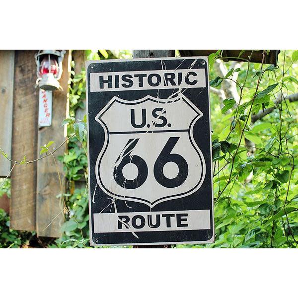 昔のルート66　ウッドサイン　（ヒストリックルート66/縦）　アメリカ雑貨　アメリカン雑貨　おしゃれなガレージ　壁掛け　木製看板 | アメリカン レトロ