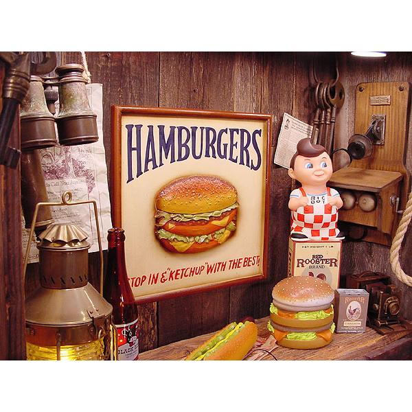 ビンテージ木製看板HAMBURGER検）シャビーアンティークハンバーガーUSA ビンテージ木製看板HAMBURGER検）シャビーアンティーク
