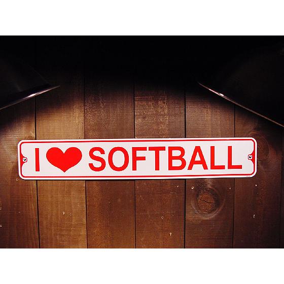 ミニストリート看板 I LOVE SOFTBALL -アイ・ラブ・ソフトボール- アメリカ雑貨 アメリカン雑貨 | 
