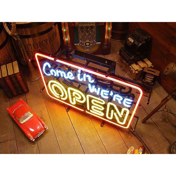 【即納】【在庫あり】 Come in WE'RE OPEN　ネオン管 ■ 【6ヶ月保証付き】 ■ アメリカ雑貨 アメリカン雑貨 ショップ | アメリカン レトロ | 01