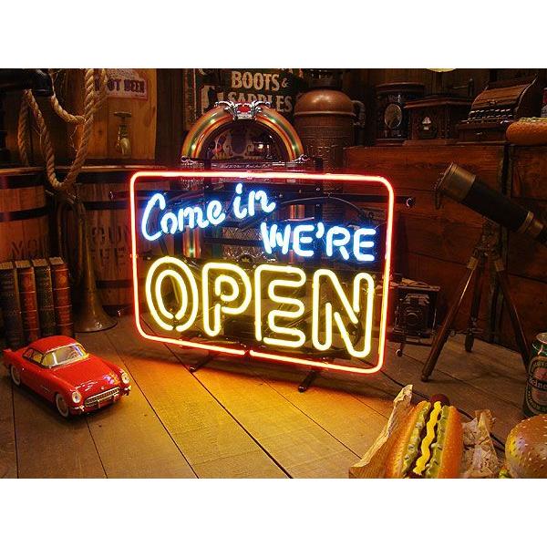 【即納】【在庫あり】 Come in WE'RE OPEN　ネオン管 ■ 【6ヶ月保証付き】 ■ アメリカ雑貨 アメリカン雑貨 ショップ | アメリカン レトロ | 03