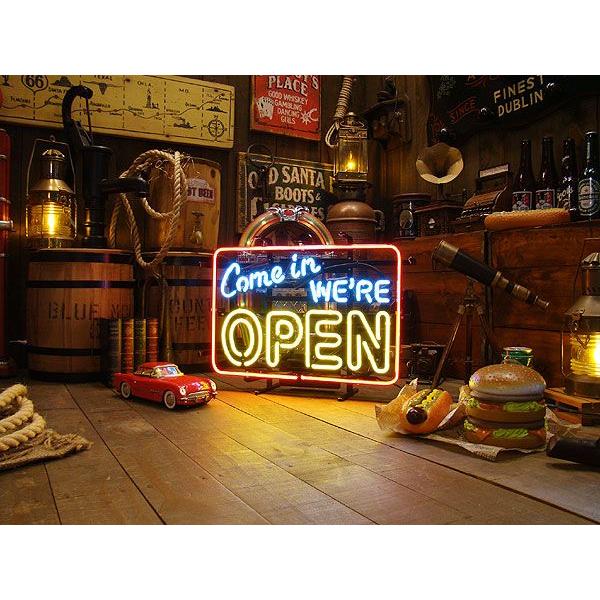 【即納】【在庫あり】 Come in WE'RE OPEN　ネオン管 ■ 【6ヶ月保証付き】 ■ アメリカ雑貨 アメリカン雑貨 ショップ | アメリカン レトロ | 04