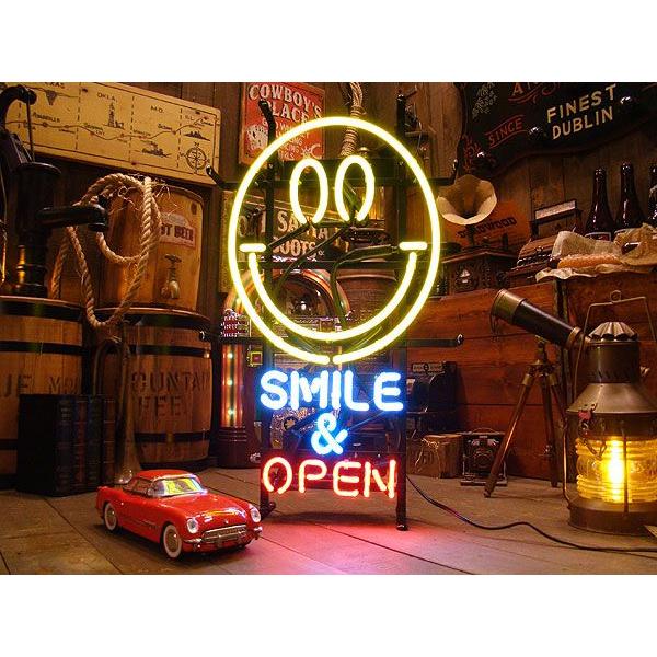 ネオン管 SMILE OPEN オープン アメリカ雑貨 アメリカン雑貨 開店用 アメリカン レトロ 【即納】【在庫あり】 スマイルオープン
