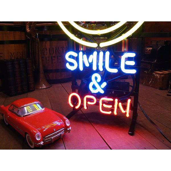 ネオン管 SMILE OPEN オープン アメリカ雑貨 アメリカン雑貨 開店用 アメリカン レトロ 【即納】【在庫あり】 スマイルオープン