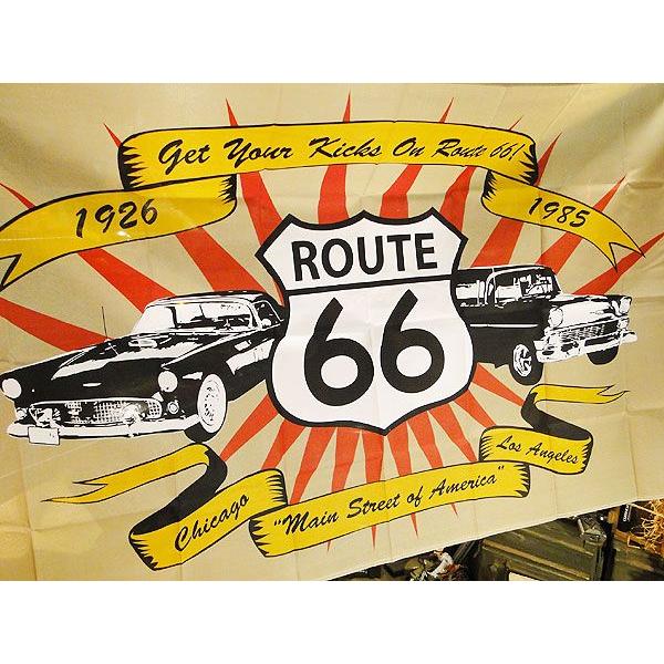 ルート66&アメ車 ビッグサイズフラッグ アメリカ雑貨 ルート66&アメ車 ビッグサイズフラッグ アメリカ雑貨
