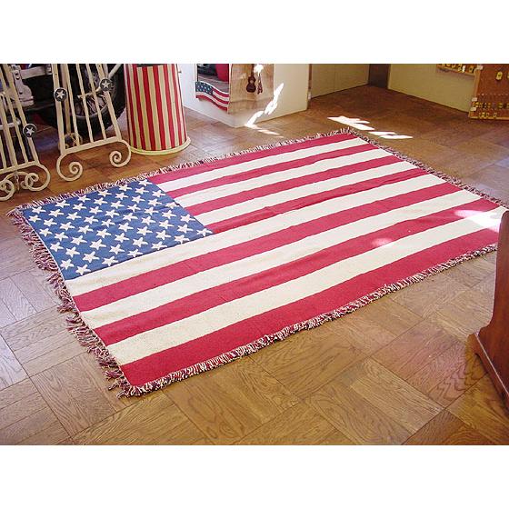 星条旗ラグマット　ホワイト　（ジャイアント）　おしゃれ　アメリカン雑貨 アメリカ雑貨　横200cm×縦140cm | 