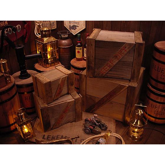 アメリカン レトロ 輸出用木箱 -Bタイプ-茶 Sサイズ アメリカ