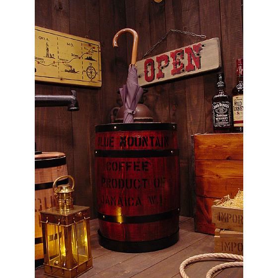 即納】【在庫あり】 コーヒー木樽 傘立て （茶） アメリカ雑貨