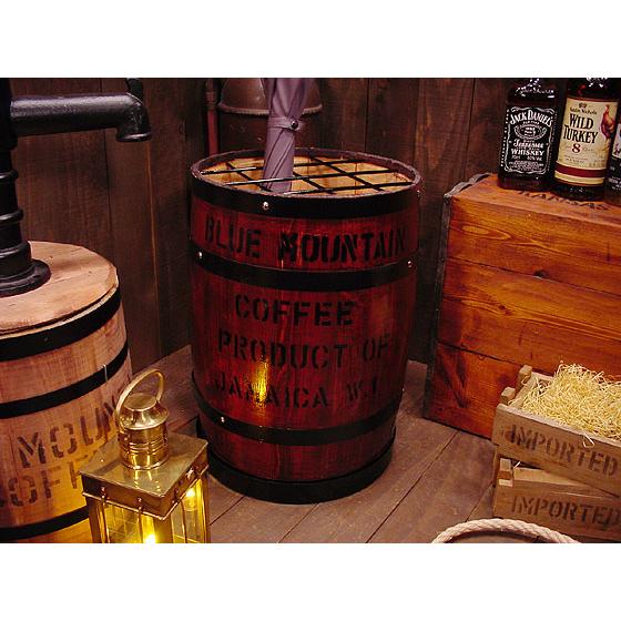 即納】【在庫あり】 コーヒー木樽 傘立て （茶） アメリカ雑貨