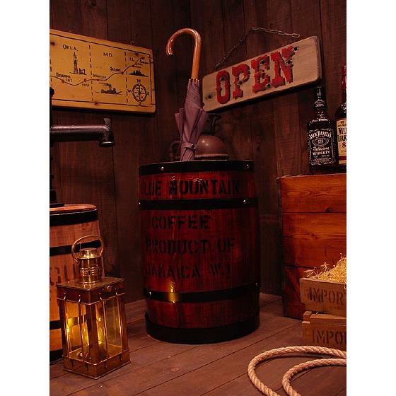 即納】【在庫あり】 コーヒー木樽 傘立て （茶） アメリカ雑貨