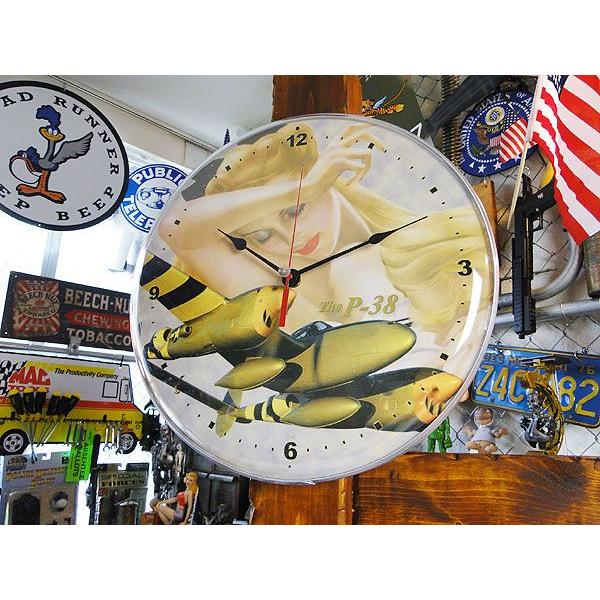 ピンナップガールクロック （P-38 ライトニング ゴールド） アメリカン